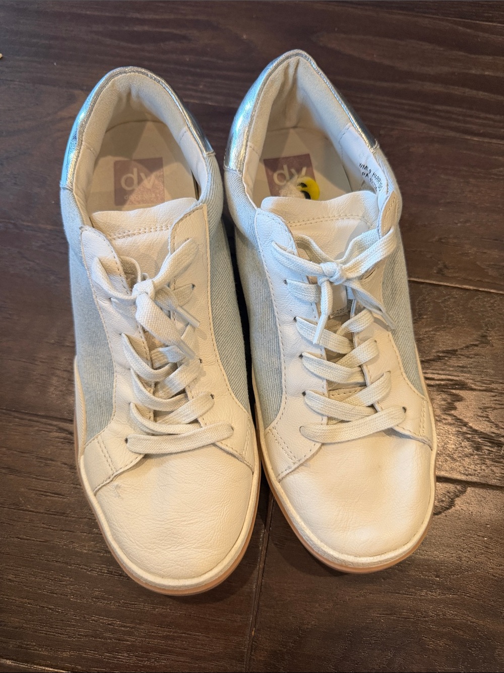 DV by Dolce Vita White and Silver Low-Top Lace-Up Sneakers